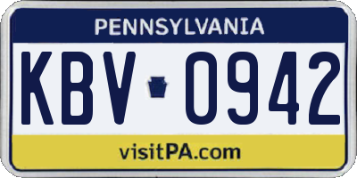 PA license plate KBV0942