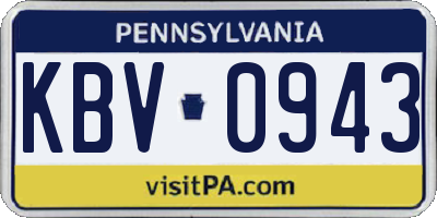 PA license plate KBV0943