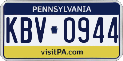 PA license plate KBV0944