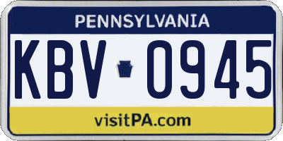 PA license plate KBV0945