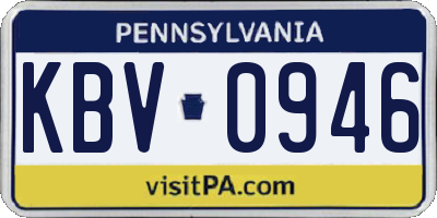 PA license plate KBV0946