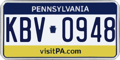 PA license plate KBV0948