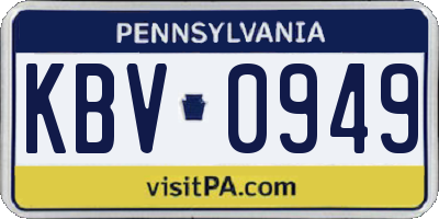 PA license plate KBV0949
