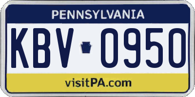PA license plate KBV0950