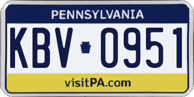 PA license plate KBV0951