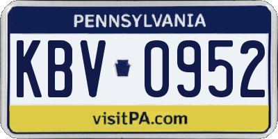 PA license plate KBV0952