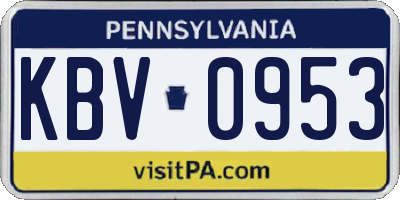 PA license plate KBV0953