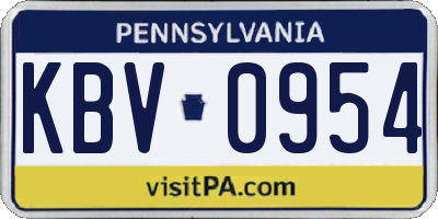 PA license plate KBV0954