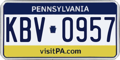 PA license plate KBV0957