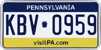 PA license plate KBV0959
