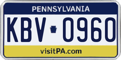 PA license plate KBV0960