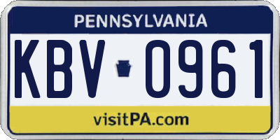PA license plate KBV0961