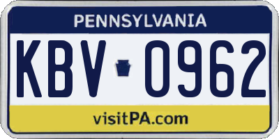 PA license plate KBV0962