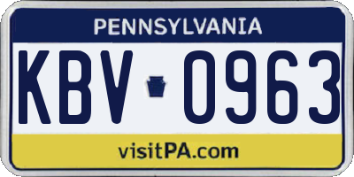 PA license plate KBV0963