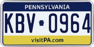 PA license plate KBV0964