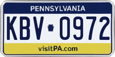 PA license plate KBV0972