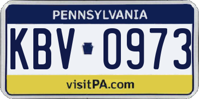 PA license plate KBV0973