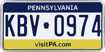 PA license plate KBV0974