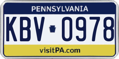 PA license plate KBV0978