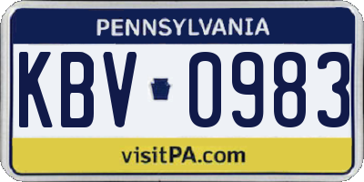 PA license plate KBV0983