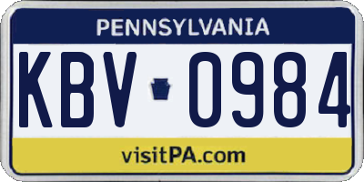 PA license plate KBV0984