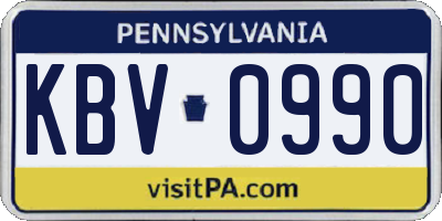 PA license plate KBV0990