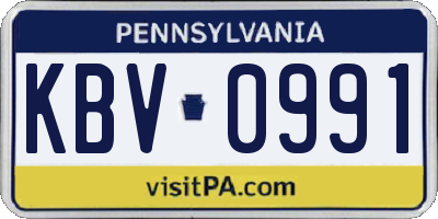 PA license plate KBV0991
