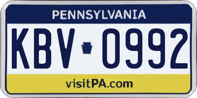 PA license plate KBV0992