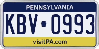 PA license plate KBV0993