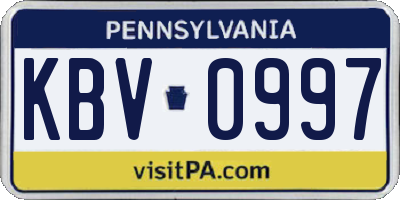 PA license plate KBV0997