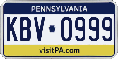 PA license plate KBV0999