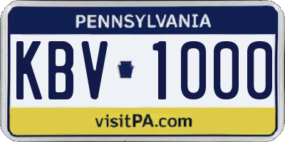 PA license plate KBV1000