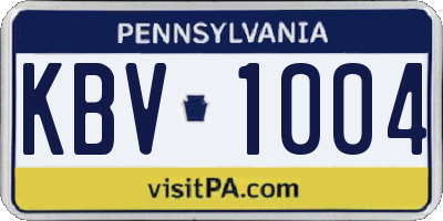 PA license plate KBV1004