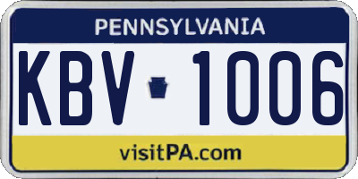 PA license plate KBV1006