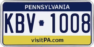 PA license plate KBV1008