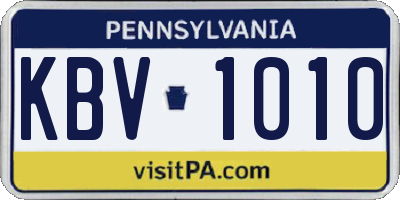 PA license plate KBV1010