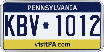 PA license plate KBV1012