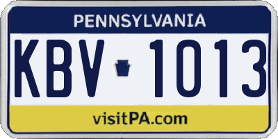 PA license plate KBV1013