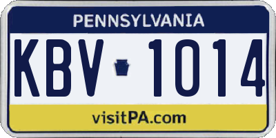PA license plate KBV1014