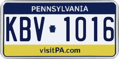 PA license plate KBV1016