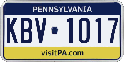 PA license plate KBV1017
