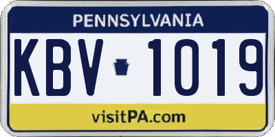 PA license plate KBV1019