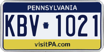 PA license plate KBV1021