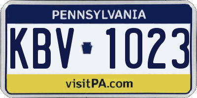 PA license plate KBV1023