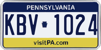 PA license plate KBV1024
