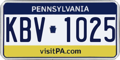 PA license plate KBV1025
