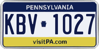 PA license plate KBV1027
