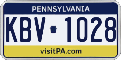 PA license plate KBV1028