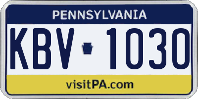 PA license plate KBV1030
