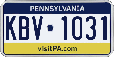 PA license plate KBV1031